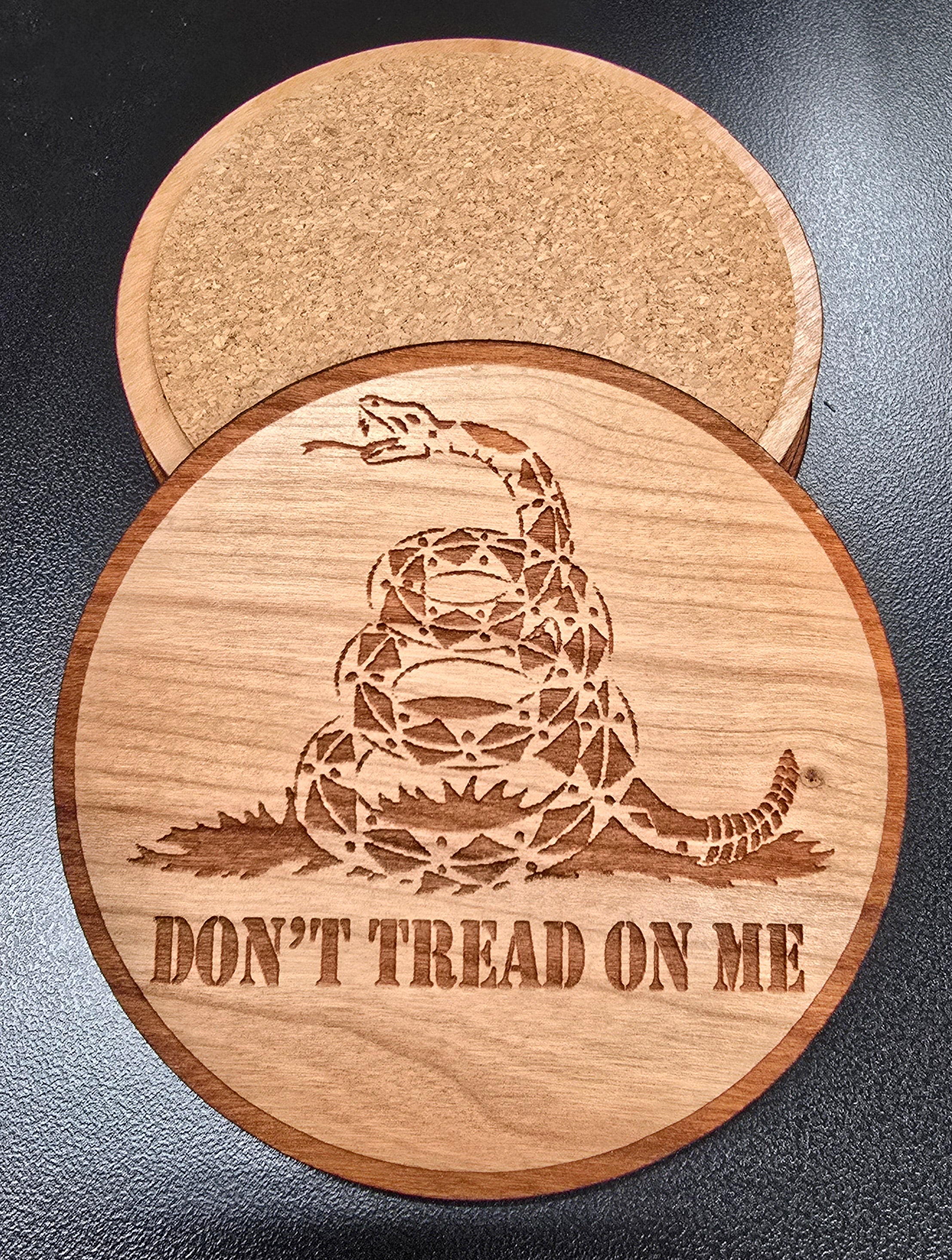 Don't Tread On Me Patriotic Wood Coaster Set – Handcrafted by U.S. Veterans