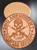 2nd Amendment Patriotic Wood Coaster Set – Handcrafted by U.S. Veterans