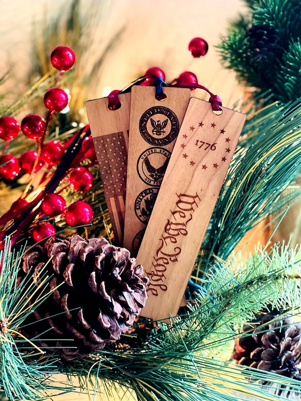 Patriot's Hardwood Engraved Patriotic Wooden Bookmark Set – Handcrafted by U.S. Veterans