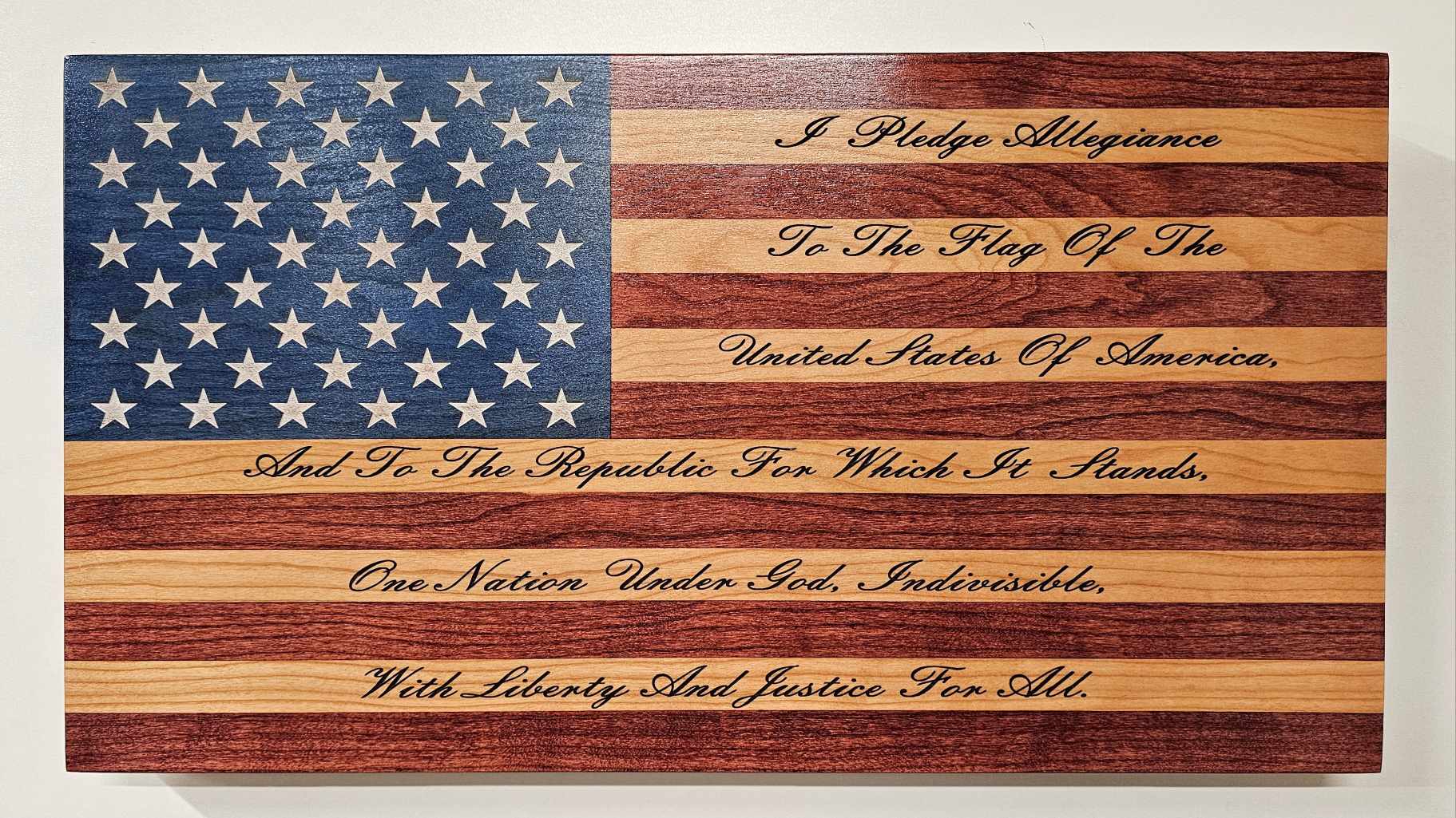 Pledge of Allegiance Handcrafted Patriotic Wall Flag – Made by U.S. Veterans