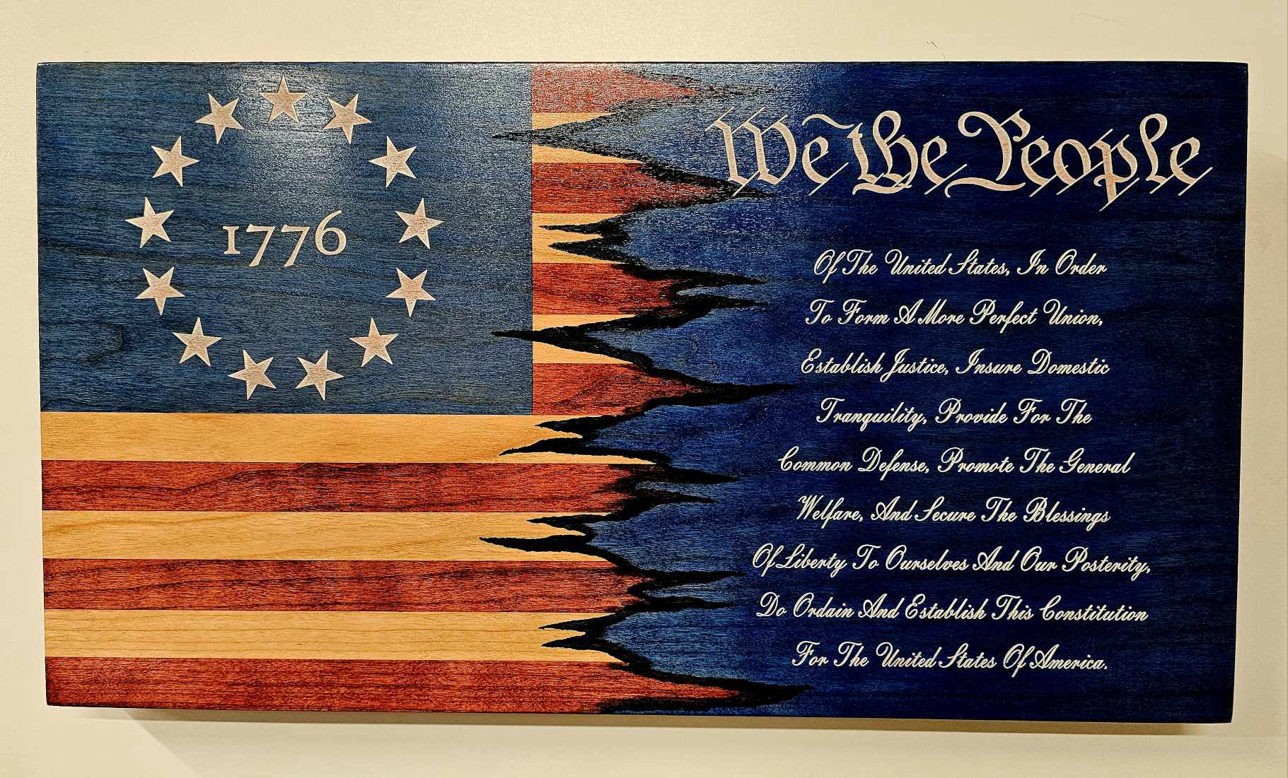 Preamble Handcrafted Patriotic Wall Flag – Made by U.S. Veterans
