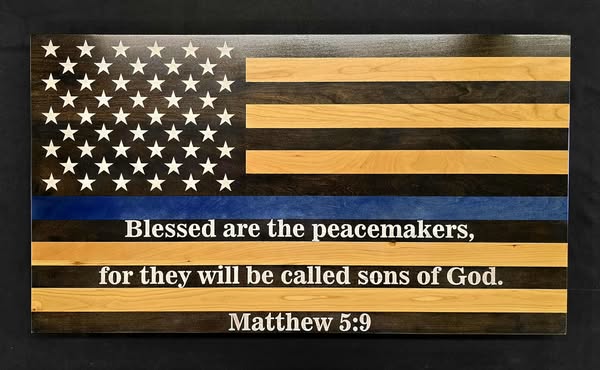 Blue Line Peacekeeper Handcrafted Patriotic Wall Flag – Made by U.S. Veteran