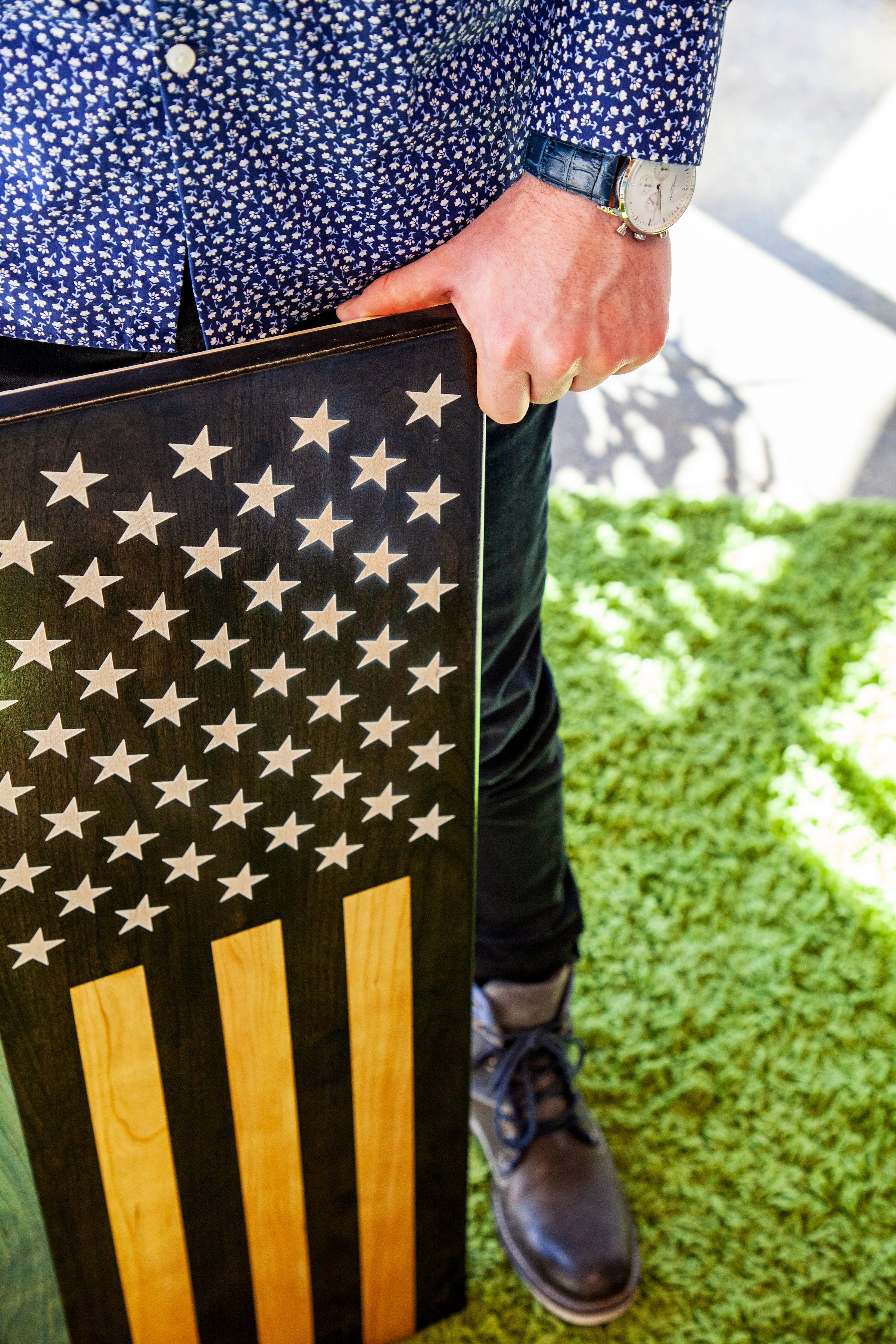 The Protector Thin Blue Line Handcrafted Patriotic Wall Flag – Made by U.S. Veterans