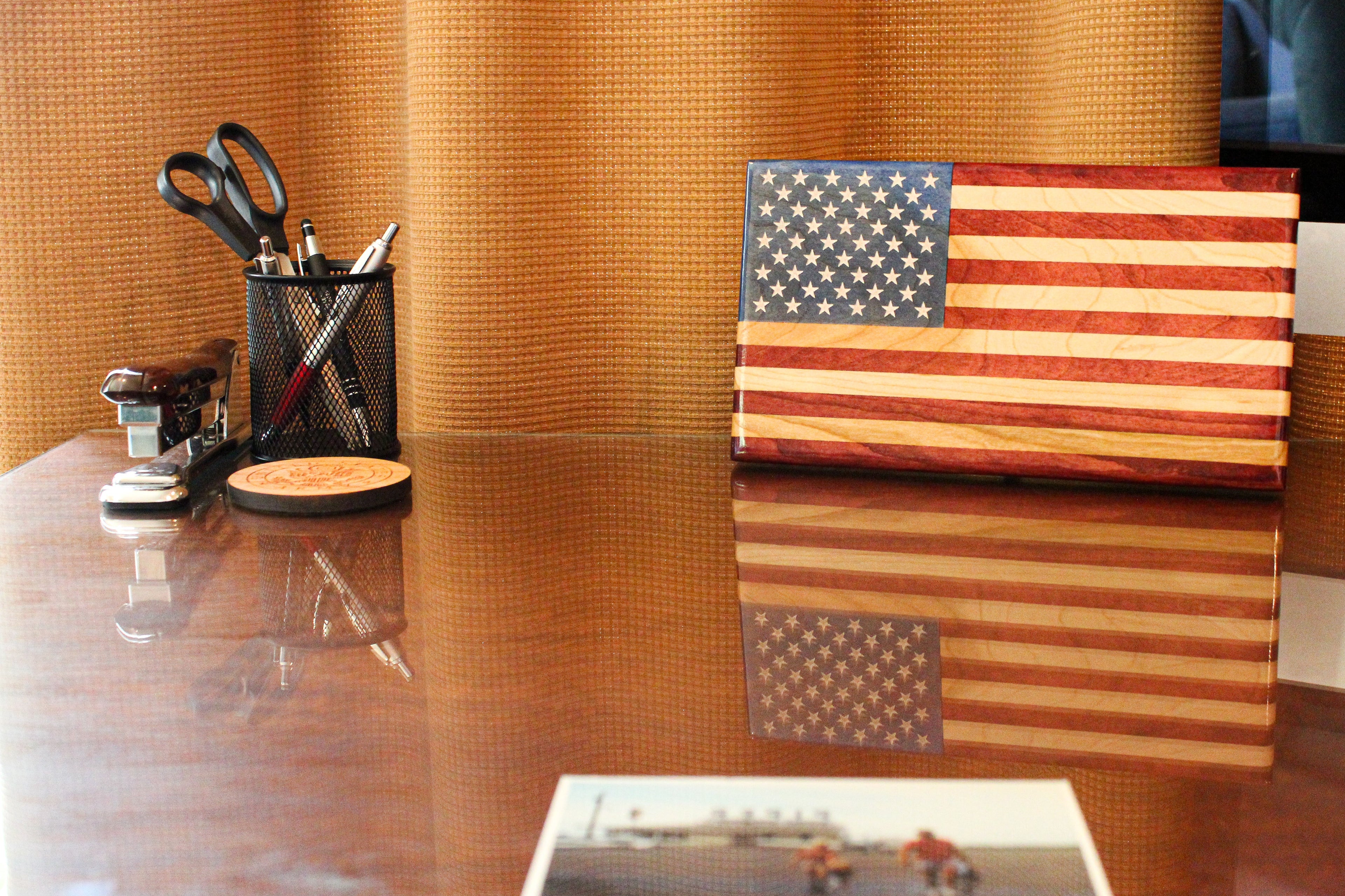 Young Glory Handcrafted Wooden Desktop Flag – Made by U.S. Veterans