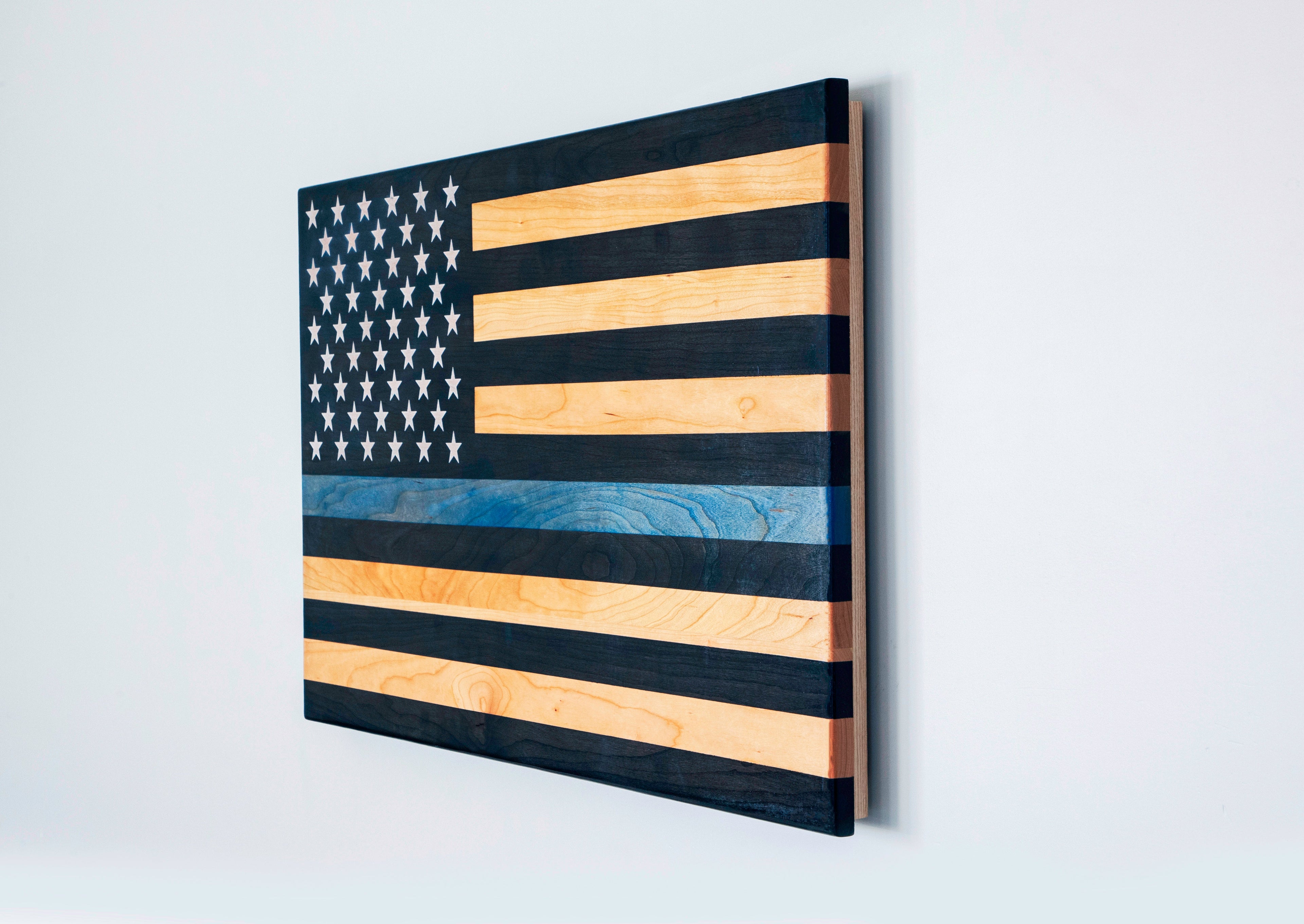 The Protector Thin Blue Line Handcrafted Patriotic Wall Flag – Made by U.S. Veterans