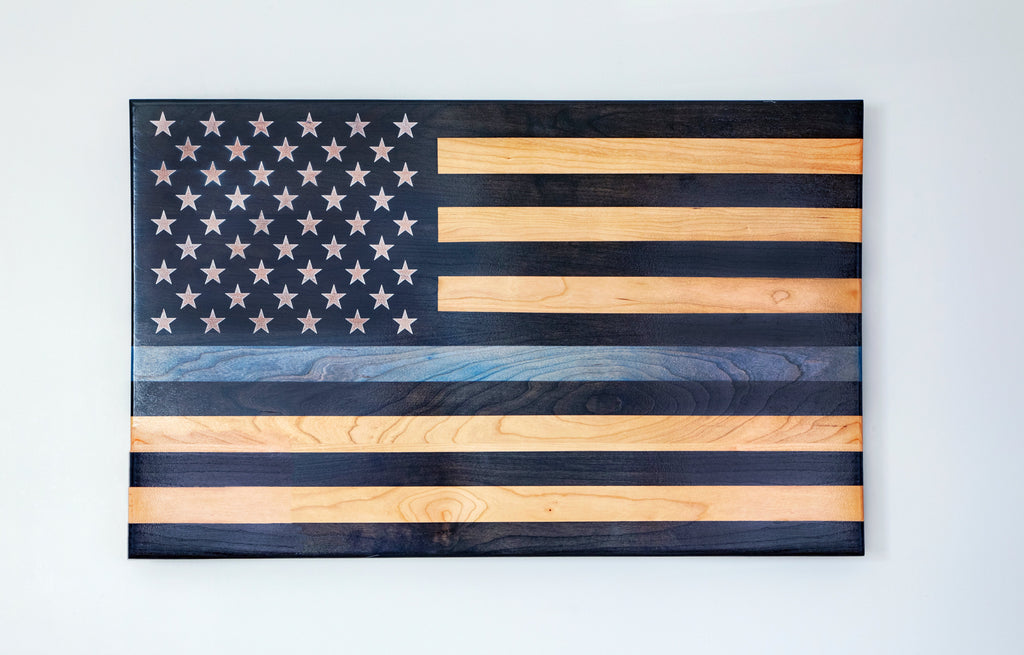 The Protector Thin Blue Line Handcrafted Patriotic Wall Flag – Made by U.S. Veterans