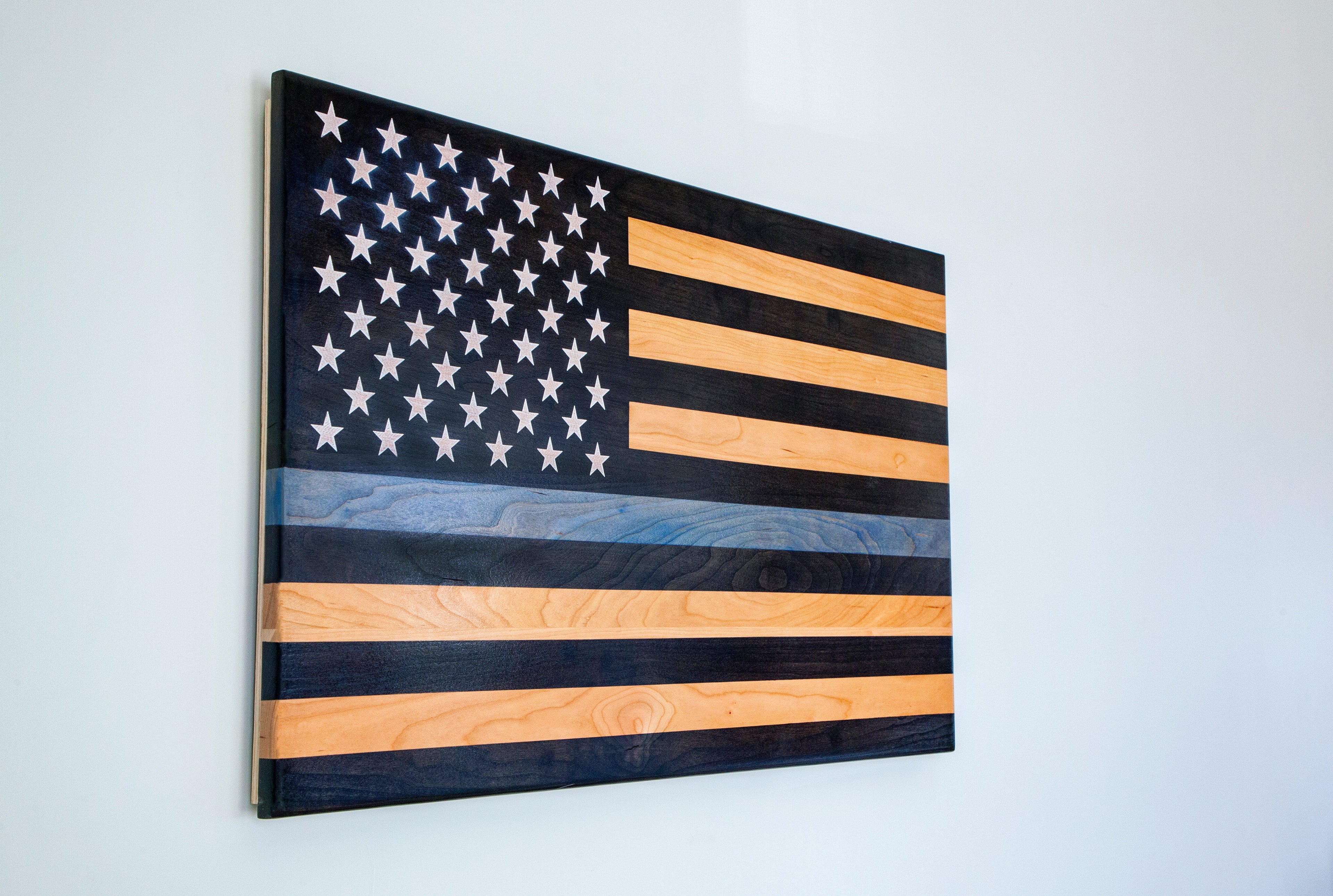 The Protector Thin Blue Line Handcrafted Patriotic Wall Flag – Made by U.S. Veterans