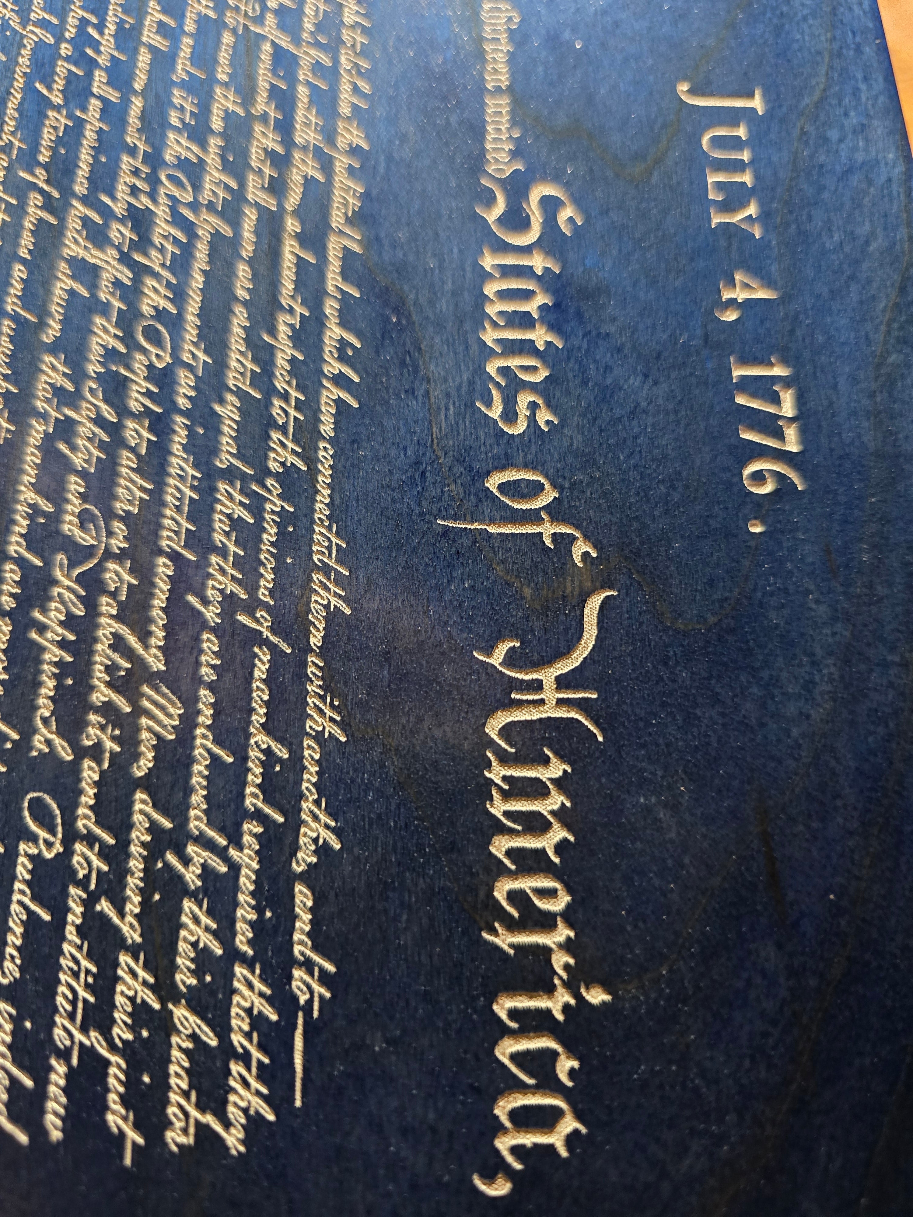 Declaration of Independence Blue Patriotic Wooden Bookmark – Handcrafted by U.S. Veterans