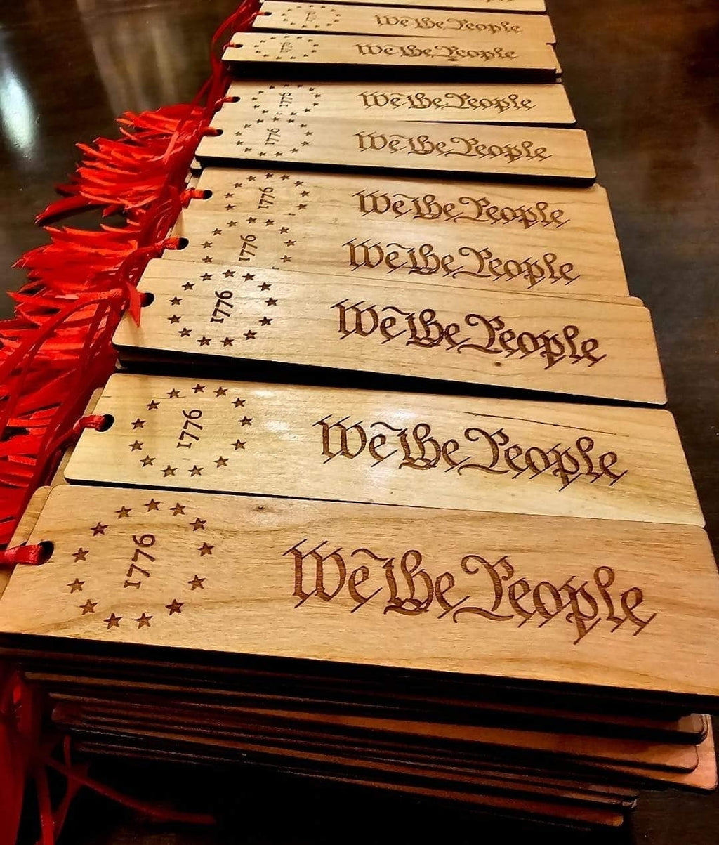 We The People Constitution Patriotic Wooden Bookmark Set – Handcrafted by U.S. Veterans