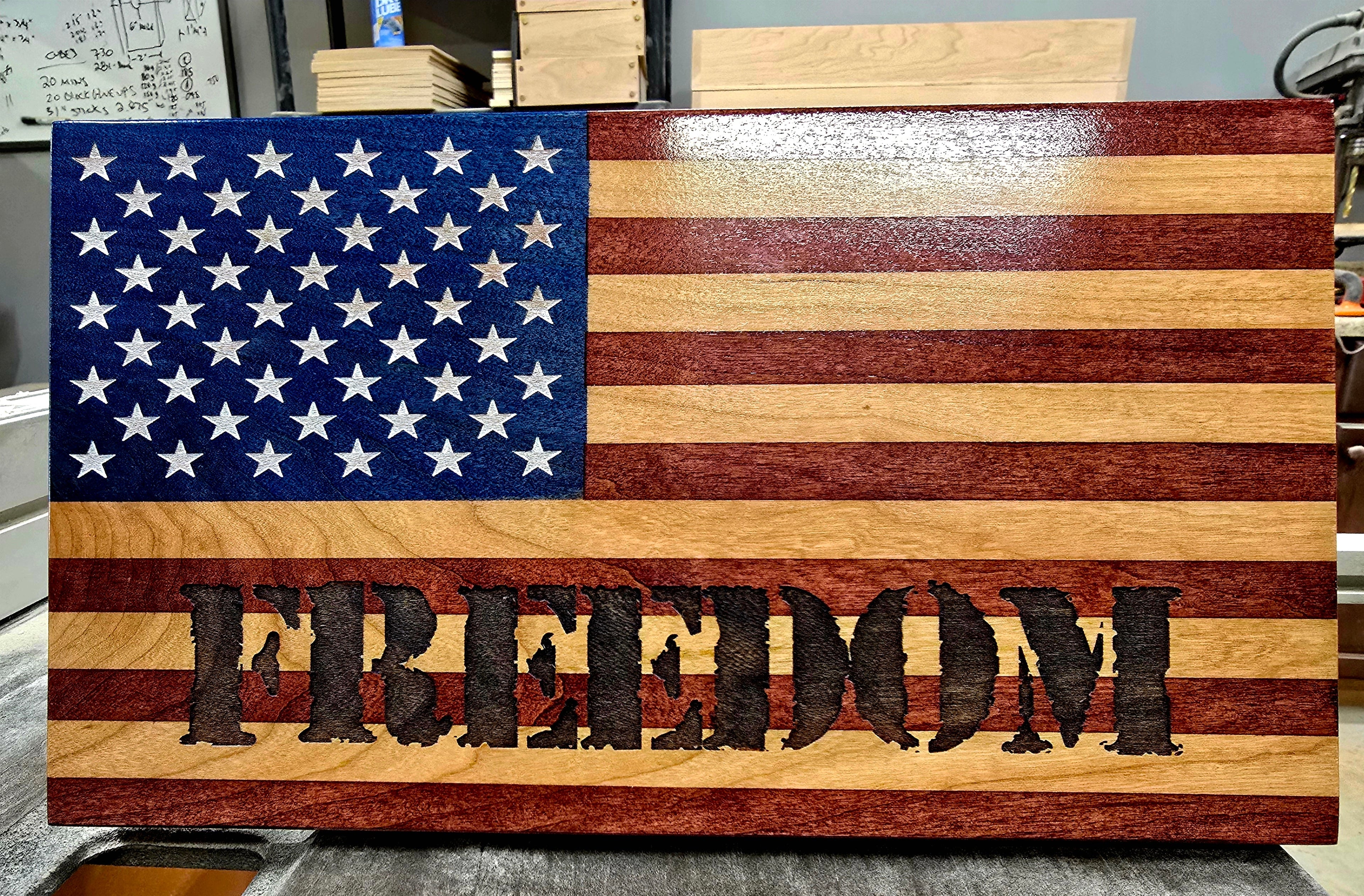 Freedom Handcrafted Wooden Desktop Flag – Made by U.S. Veterans