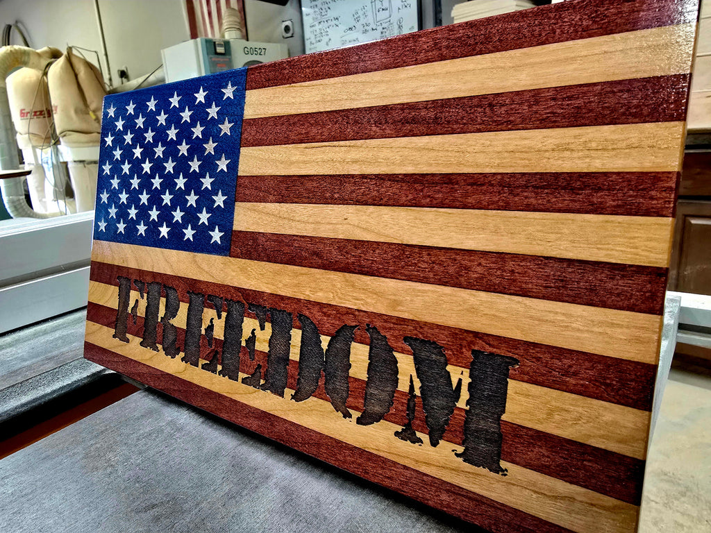 Freedom Handcrafted Wooden Desktop Flag – Made by U.S. Veterans